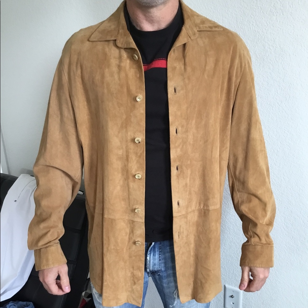 Hugo Boss mens suede overshirt Sz 42 Reg New never worn-without tags